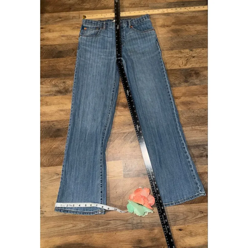 Levi’s girls stripe wide leg blue jeans with adjustable waistband